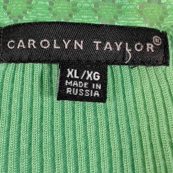 Button Up Top Carolyn Taylor Woman's XL Green Lace Trim Cotton Rayon Blend - Picture 3 of 13